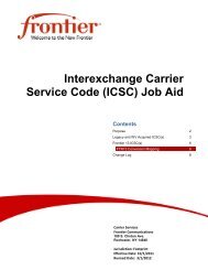 Interexchange Carrier Service Code (ICSC) Job Aid - Frontier