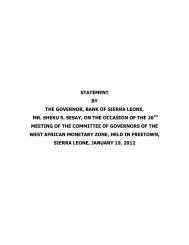 STATEMENT BY THE GOVERNOR, BANK OF SIERRA LEONE, MR ...