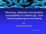 Recovery, detection and sanitizer susceptibility of Listeria spp.