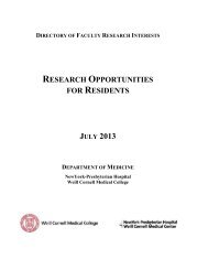 research opportunities for residents - Weill Cornell Department of ...