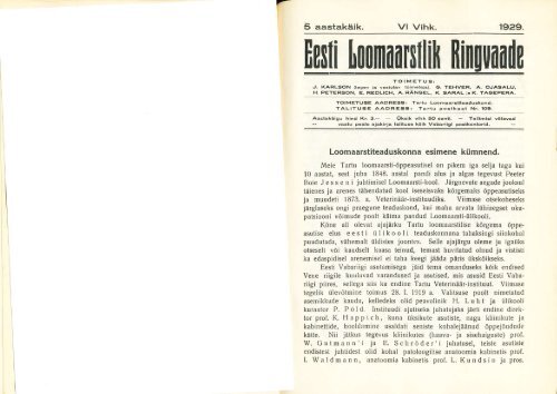 1929 Ringvaade nr.: 6 Loomaarstiteaduskonna esimene kÃ¼mnend ...