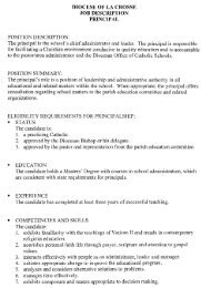 diocese of la crosse job description principal - Prairie Catholic School