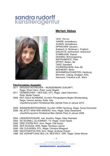 Meriam Abbas - sandra rudorff künstleragentur