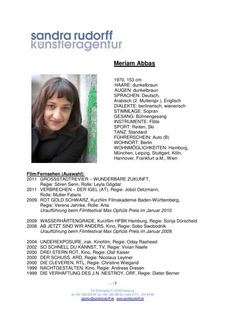 Meriam Abbas - sandra rudorff künstleragentur