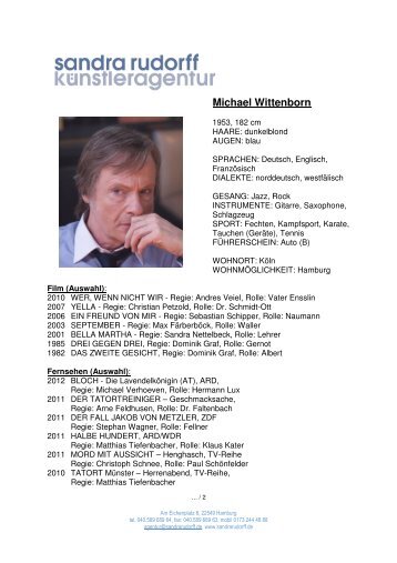 Michael Wittenborn - sandra rudorff künstleragentur