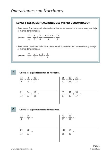 Operaciones con fracciones