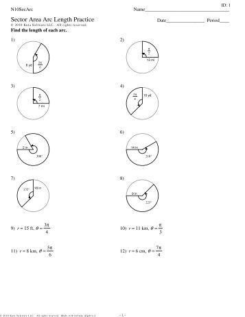 Worksheet Sector Area S Are Asked To Find The Areas Of Collection Of Geometry Worksheet Arc Length Sector Area Segment
