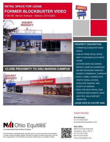 retail space for lease former blockbuster video - Ohio Equities, LLC