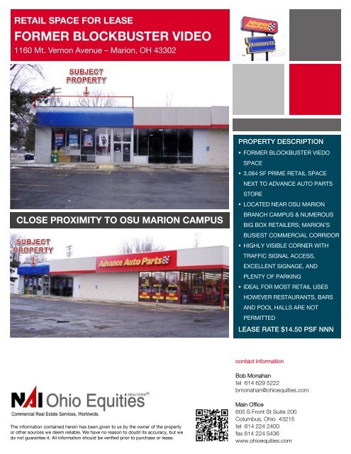 retail space for lease former blockbuster video - Ohio Equities, LLC