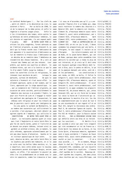 Table des matiÃ¨res Tome prÃ©cÃ©dent pape Le cardinal Borborigano ...