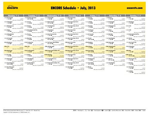 ENCORE Schedule - July, 2013 - Starz