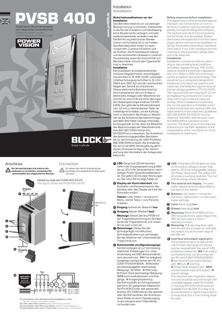 Pvsb PVSB 400 - BLOCK Transformatoren-Elektronik GmbH
