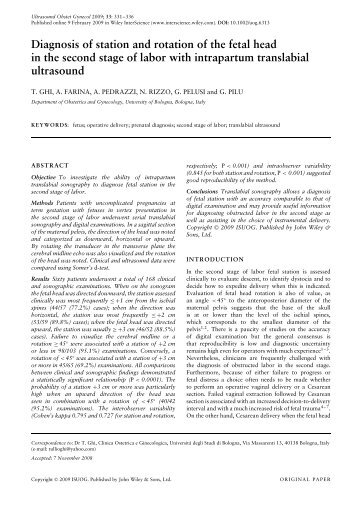 Diagnosis of station and rotation of the fetal head in the second ...