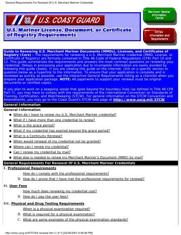 General Requirements For Renewal Of U.S. Merchant Mariner ...