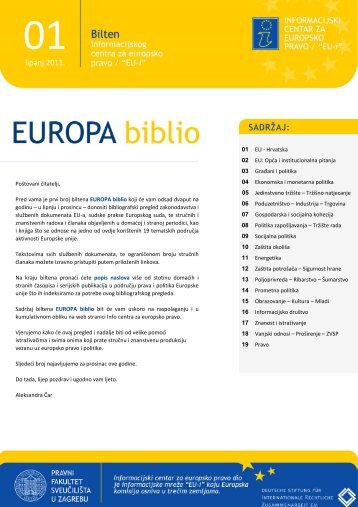 EUROPA biblio br. 1 / lipanj 2011. - Pravni fakultet