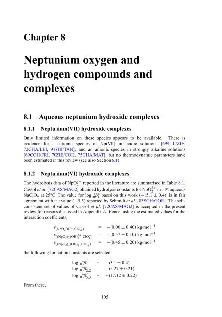 chemical thermodynamics of neptunium and plutonium - U.S. ...