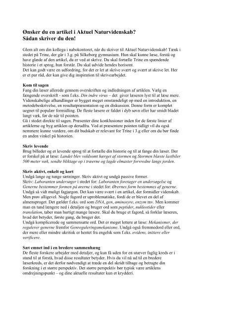 Ønsker du en artikel i Aktuel Naturvidenskab? Sådan skriver du den!