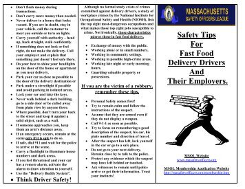 Safety Tips For Fast Food Delivery Drivers And Their Employers.