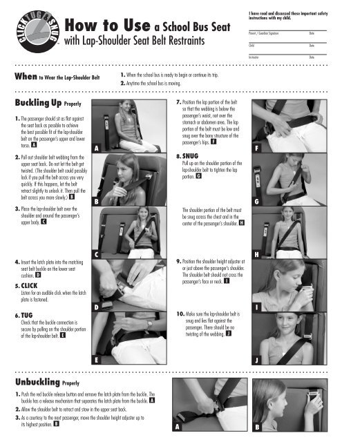 How to Use a School Bus Seat with Lap-Shoulder Seat Belt Restraints