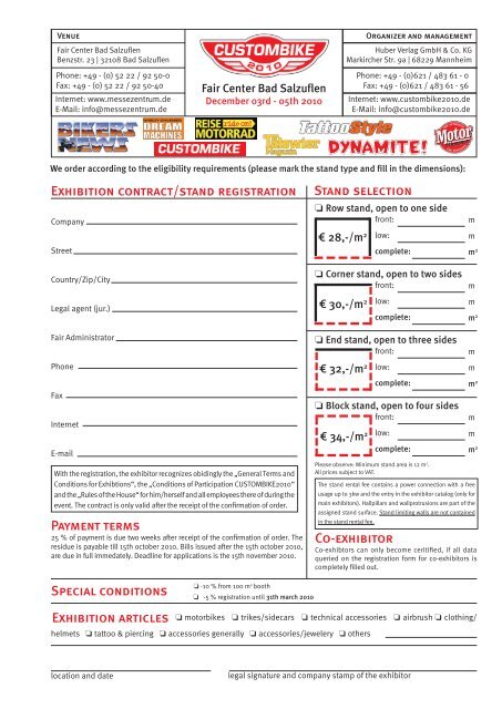 EXHIBITION CONTRACT/STAND REGISTRATION STAND ...