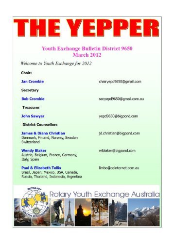 YEPPER - March 2012 - Rotary District 9650 Youth Exchange