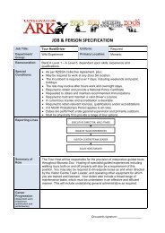 JOB & PERSON SPECIFICATION