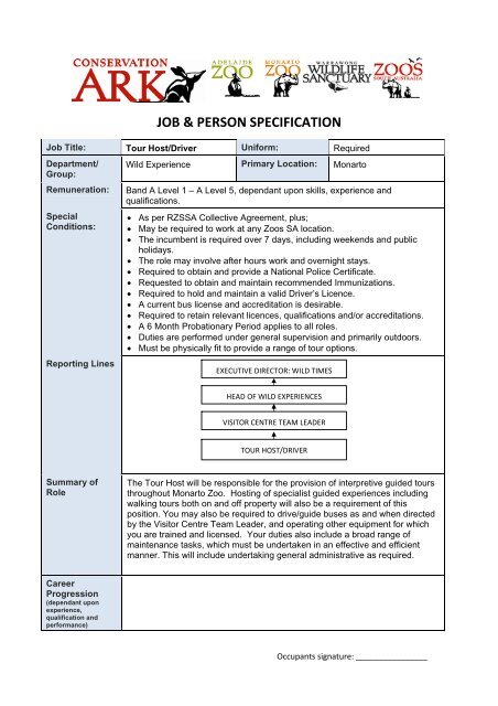 JOB & PERSON SPECIFICATION