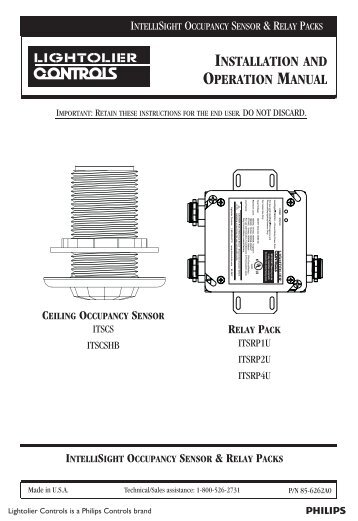 installation and operation manual - Philips Lighting Controls