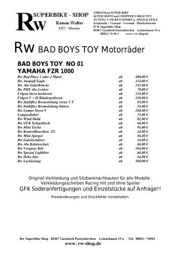 BAD BOYS TOY Yamaha - Rw Superbike Shop