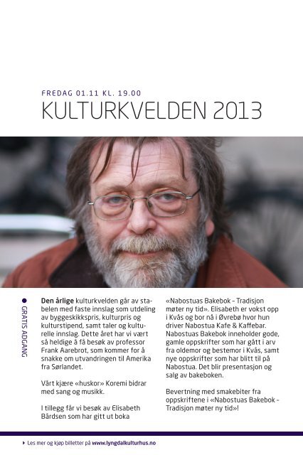 Kulturhusprogrammet hÃ¸sten 2013 - Lyngdal kommune