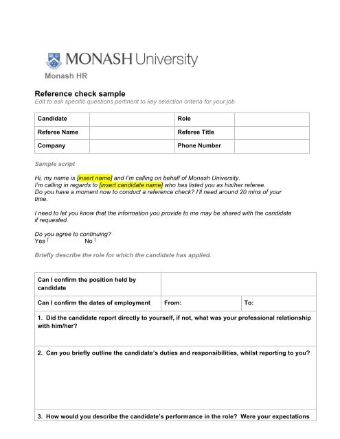 Monash HR Reference check sample - Adm.monash.edu.au ...