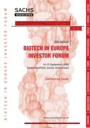 BIOTECH IN EUROPE INVESTOR FORUM - Sachsforum.com