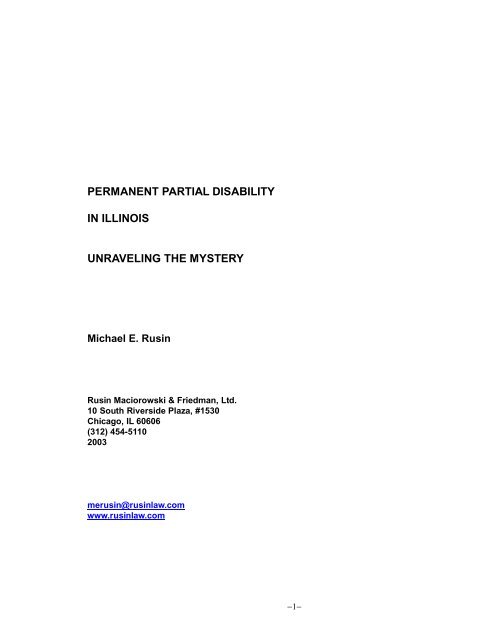 Illinois Permanent Partial Disability Chart