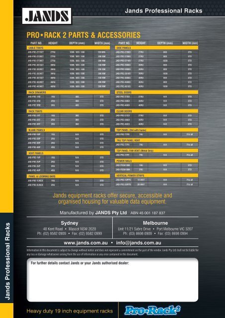 to view the Pro-Rack2 Brochure - Jands