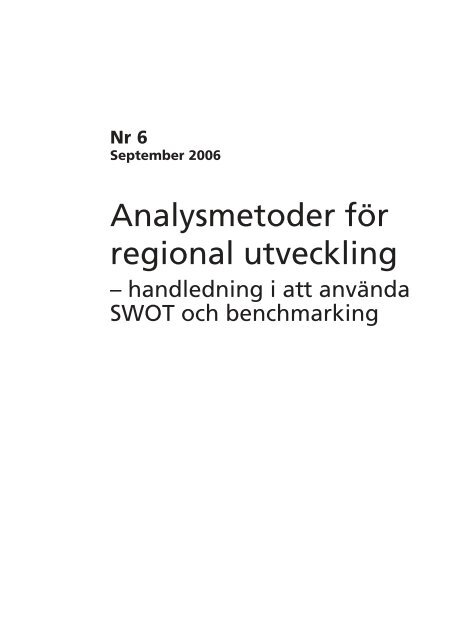 Analysmetoder fÃ¶r regional utveckling - SLL TillvÃ¤xt, miljÃ¶ och ...