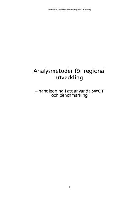 Analysmetoder fÃ¶r regional utveckling - SLL TillvÃ¤xt, miljÃ¶ och ...