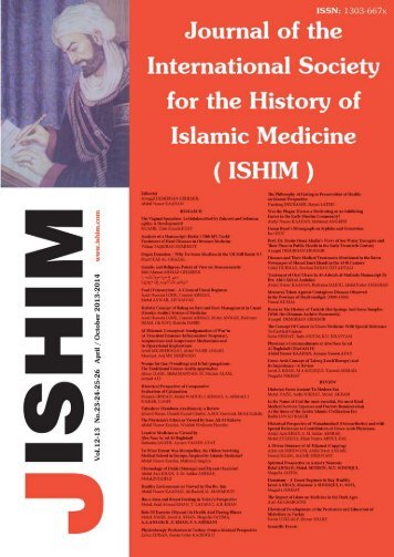 Journal of - International Society for the History of Islamic Medicine