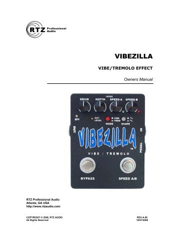 Vibezilla owners manual - RTZ Audio