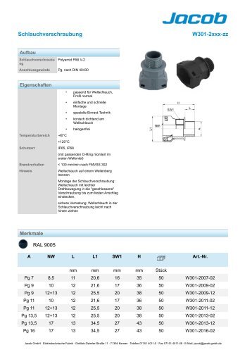 Schlauchverschraubung W301-2xxx-zz - Jacob GmbH