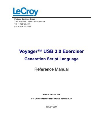 Voyager USB 3.0 Exerciser Generation Script ... - Teledyne LeCroy