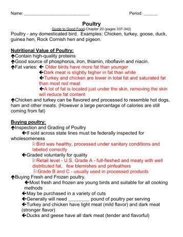Poultry Notes - WilsonSD.org