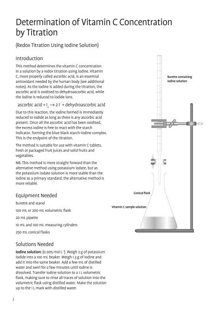 Determination of Vitamin C Concentration by Titration - Chemteach