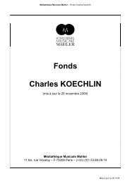 Fonds Charles KOECHLIN - MÃ©diathÃ¨que Musicale Mahler