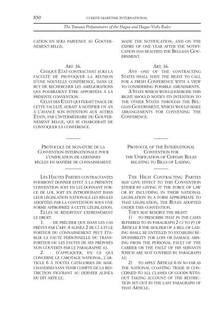 the travaux prÃ©paratoires hague rules hague-visby rules - Comite ...