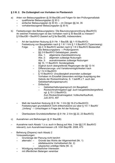 Â§ 3 III.2 ZulÃ¤ssigkeit von Vorhaben im Planbereich