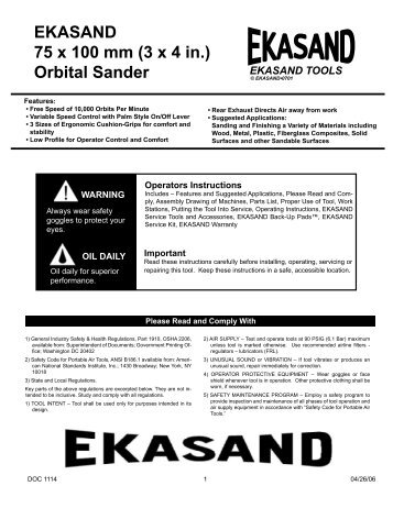 EKASAND 75 x 100 mm (3 x 4 in.) Orbital Sander