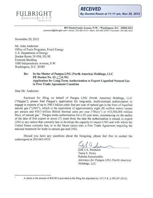 Pangea LNG (North America) Holdings, LLC - Office of Fossil Energy