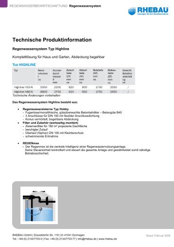 Technische Produktinformation - Rhebau GmbH