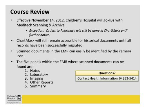 Meditech Scanning & Archiving - Children's Hospital Central California