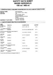 SAFETY DATA SHEET MAGIX AEROSOLS 150 ml / 400 ml - Algeos